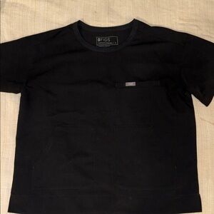 Figs Classic Black Canela Crewneck Scrub Top